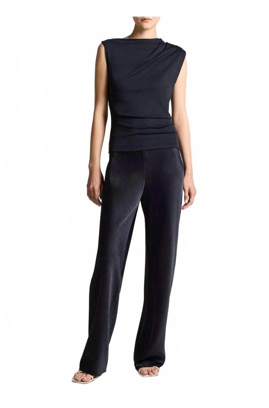 NEW VINCE high waisted fluid satin bias pants in coastal